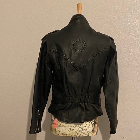 Black Leather Jacket Sz 10 - Picture 8 of 13